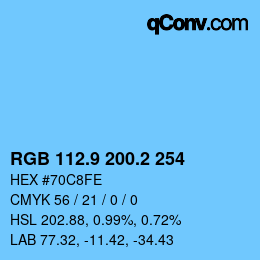 カラーコード: RGB 112.9 200.2 254 | qconv.com