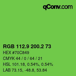 カラーコード: RGB 112.9 200.2 73 | qconv.com