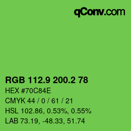 カラーコード: RGB 112.9 200.2 78 | qconv.com