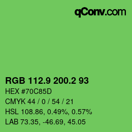 カラーコード: RGB 112.9 200.2 93 | qconv.com