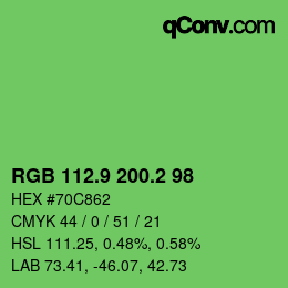 カラーコード: RGB 112.9 200.2 98 | qconv.com