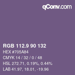 カラーコード: RGB 112.9 90 132 | qconv.com