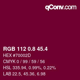 カラーコード: RGB 112 0.8 45.4 | qconv.com