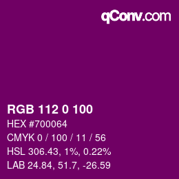 Color code: RGB 112 0 100 | qconv.com