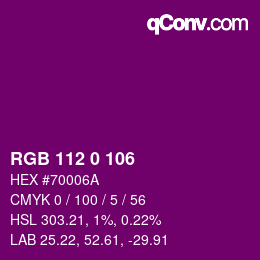 Color code: RGB 112 0 106 | qconv.com