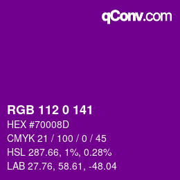 Color code: RGB 112 0 141 | qconv.com