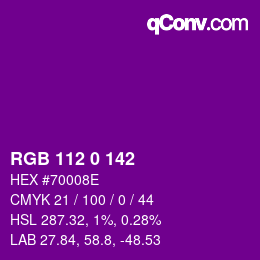 Color code: RGB 112 0 142 | qconv.com
