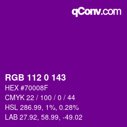 颜色代码: RGB 112 0 143 | qconv.com