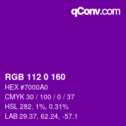 Color code: RGB 112 0 160 | qconv.com