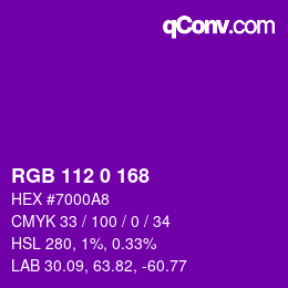 Color code: RGB 112 0 168 | qconv.com