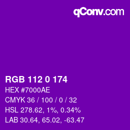 Color code: RGB 112 0 174 | qconv.com