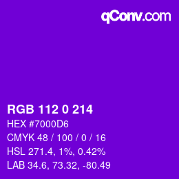 Color code: RGB 112 0 214 | qconv.com