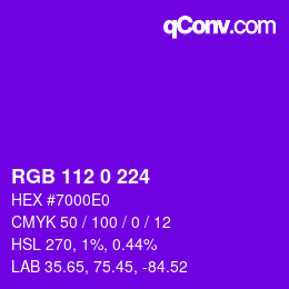 Color code: RGB 112 0 224 | qconv.com