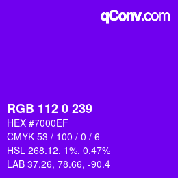 Color code: RGB 112 0 239 | qconv.com