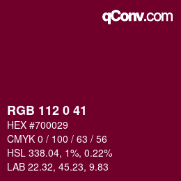 颜色代码: RGB 112 0 41 | qconv.com