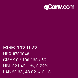 Code couleur: RGB 112 0 72 | qconv.com