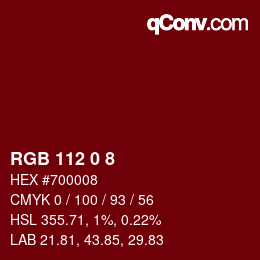 颜色代码: RGB 112 0 8 | qconv.com