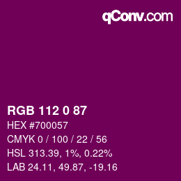 カラーコード: RGB 112 0 87 | qconv.com