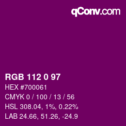 Color code: RGB 112 0 97 | qconv.com