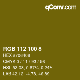 Color code: RGB 112 100 8 | qconv.com