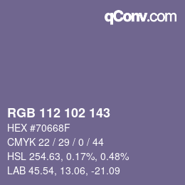 颜色代码: RGB 112 102 143 | qconv.com