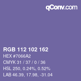 Color code: RGB 112 102 162 | qconv.com