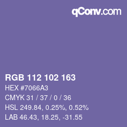 Color code: RGB 112 102 163 | qconv.com
