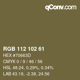 Color code: RGB 112 102 61 | qconv.com