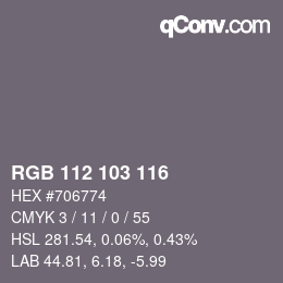 Color code: RGB 112 103 116 | qconv.com