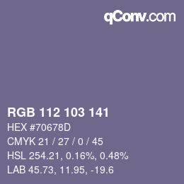 Color code: RGB 112 103 141 | qconv.com