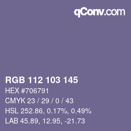 Color code: RGB 112 103 145 | qconv.com