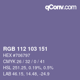 Color code: RGB 112 103 151 | qconv.com