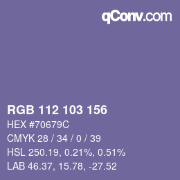 Color code: RGB 112 103 156 | qconv.com