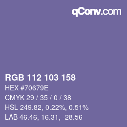 颜色代码: RGB 112 103 158 | qconv.com