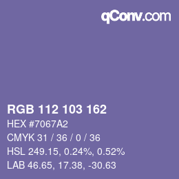 カラーコード: RGB 112 103 162 | qconv.com