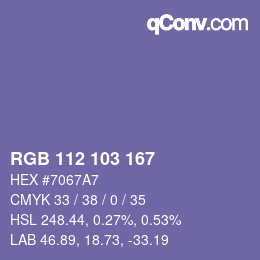 Color code: RGB 112 103 167 | qconv.com