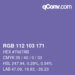 Color code: RGB 112 103 171 | qconv.com