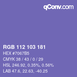 Color code: RGB 112 103 181 | qconv.com