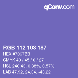 Color code: RGB 112 103 187 | qconv.com