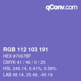 Color code: RGB 112 103 191 | qconv.com