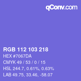 Color code: RGB 112 103 218 | qconv.com