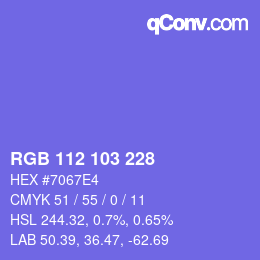 颜色代码: RGB 112 103 228 | qconv.com