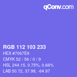 カラーコード: RGB 112 103 233 | qconv.com