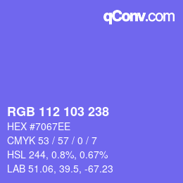 カラーコード: RGB 112 103 238 | qconv.com