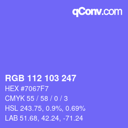 Color code: RGB 112 103 247 | qconv.com