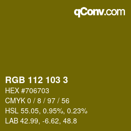 カラーコード: RGB 112 103 3 | qconv.com