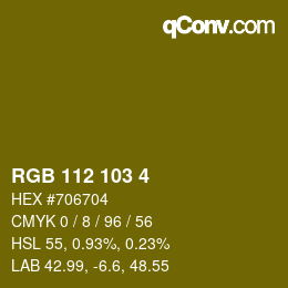 カラーコード: RGB 112 103 4 | qconv.com