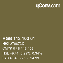 カラーコード: RGB 112 103 61 | qconv.com