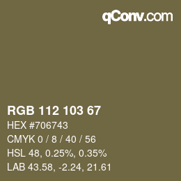 Farbcode: RGB 112 103 67 | qconv.com