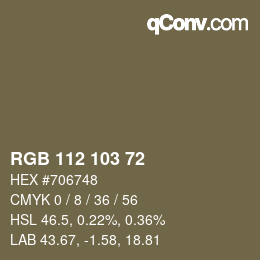 Farbcode: RGB 112 103 72 | qconv.com